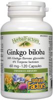 NATURAL FACTORS GINKGO BILOBA Гинко Билоба за добра памет 60 мг, 120 капсули