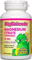 NATURAL FACTORS BIG FRIENDS Магнезий Цитрат 50 mg за деца 60 дъвчащи таблeтки