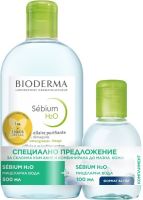 BIODERMA Комплект SEBIUM Н2О Мицеларен разтвор 500 мл + 100 мл