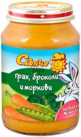 СЛЪНЧО Зеленчуково пюре от Грах, Броколи и Моркови 4+м. 190г