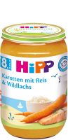 HIPP Моркови, ориз и дива сьомга 8+ мес. 220 г