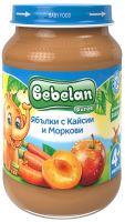 BEBELAN PUREE Ябълки, Кайсии и Моркови (без захар) 4+ м.190г