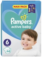 PAMPERS ACTIVE BABY 6-XL (13-18 кг) Пелени 44 бр. (VPP)