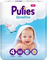 PUFIES SENSITIVE Пуфис Сензитив Еднократни пелени размер 4 Maxi за бебета от 9 до 14 кг 88 броя