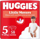 HUGGIES LITTLE MOVERS 5-(11-25 кг) Еднократни пелени 58 броя