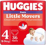 HUGGIES LITTLE MOVERS 4-(9-14 кг) Еднократни гащи Disney 36 броя