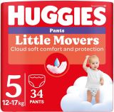 HUGGIES LITTLE MOVERS 5-(12-17 кг) Еднократни гащи Disney 34 броя