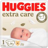 HUGGIES EXTRA CARE 1-(2-5 кг) Еднократни пелени 26 броя