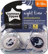 TOMMEE TIPPEE NIGHT TIME Ортодонтична залъгалка за бебета от 18 до 36 месеца Морско конче и Нарвал 2 броя