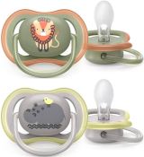 Philips AVENT ULTRA AIR Залъгалки за бебета от 6 до 18 месеца Лъв и Хипопотам 2 броя