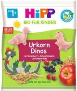 HIPP URKORN DINOS БИО Снакс с плодове Динозаври 1+ година 30 г