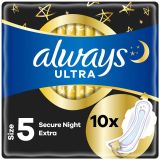 ALWAYS ULTRA SECURE NIGHT Extra Дамски нощни превръзки 10 броя в пакет