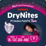 HUGGIES DRYNITES Еднократни гащи 8-13 години (30-48 кг) МОМИЧЕ 9 броя 