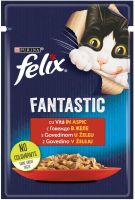 FELIX FANTASTIC Пауч за котки в желе с Говеждо 85 г