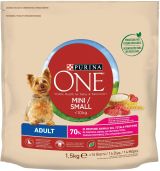 ONE MINI ADULT Храна за куче с Говеждо и Ориз 1,5 кг