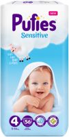 PUFIES SENSITIVE 4-Maxi за бебета от 9 до 14 кг Пуфис Сензитив Еднократни пелени 56 броя в пакет 